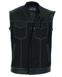 Men's Leather/Denim Combo Vest