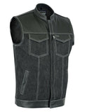 Men's Leather/Denim Combo Vest