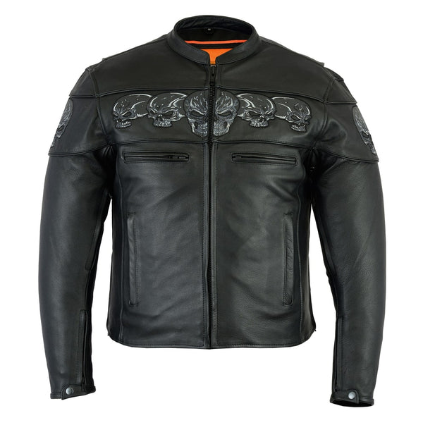Men's Scooter Jacket w/ Reflective Skulls - Cycle Clear