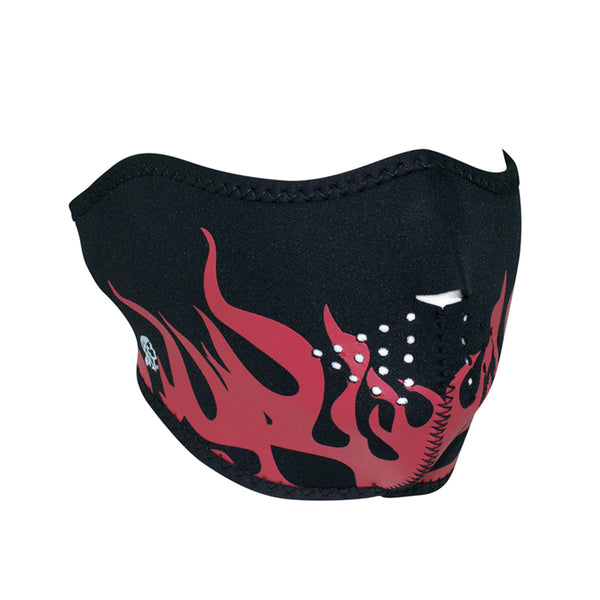 Half Face Mask - Neoprene - Red Flames By ZAN Headgear