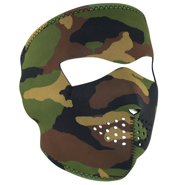 Full Face Mask - Neoprene - Woodland Camo - Cycle Clear