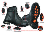 Men's 6" Side Zipper Plain Toe Boots W/Perforation